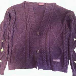 Taylor Swift Purple Cable Knit Cardigan Sweater